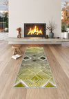 Bram Olive Green Striped Washable Rug