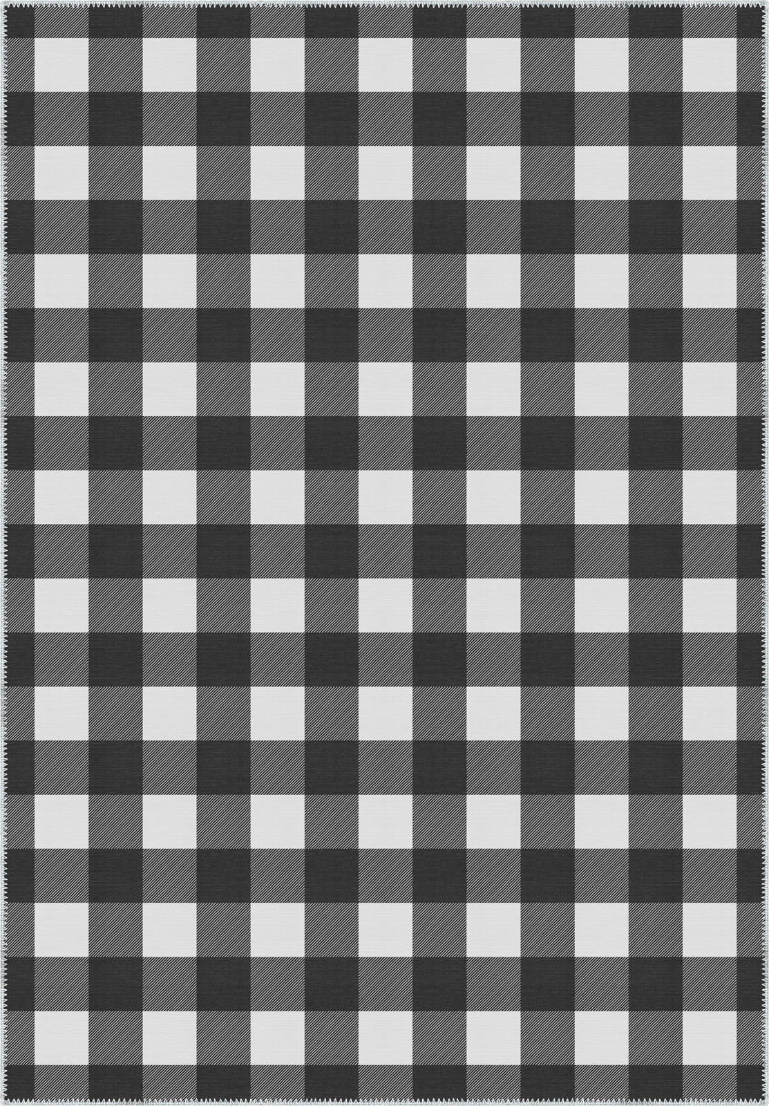 Jove Checkered Black and White Rug