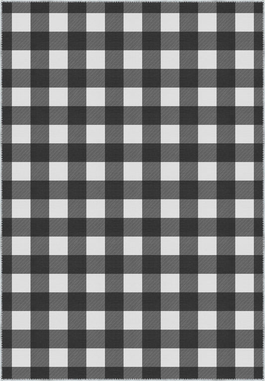 Jove Checkered Black and White Rug