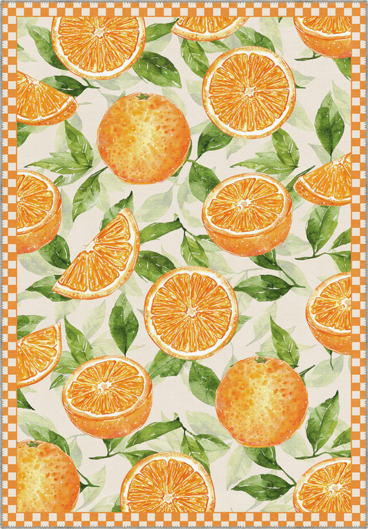 Livia Orange Washable Kitchen Rug