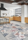 Mira Grey Washable Floral Rug