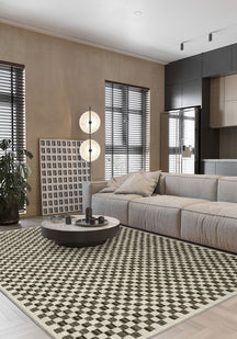 Ophelia Beige Brown Checkered Rug