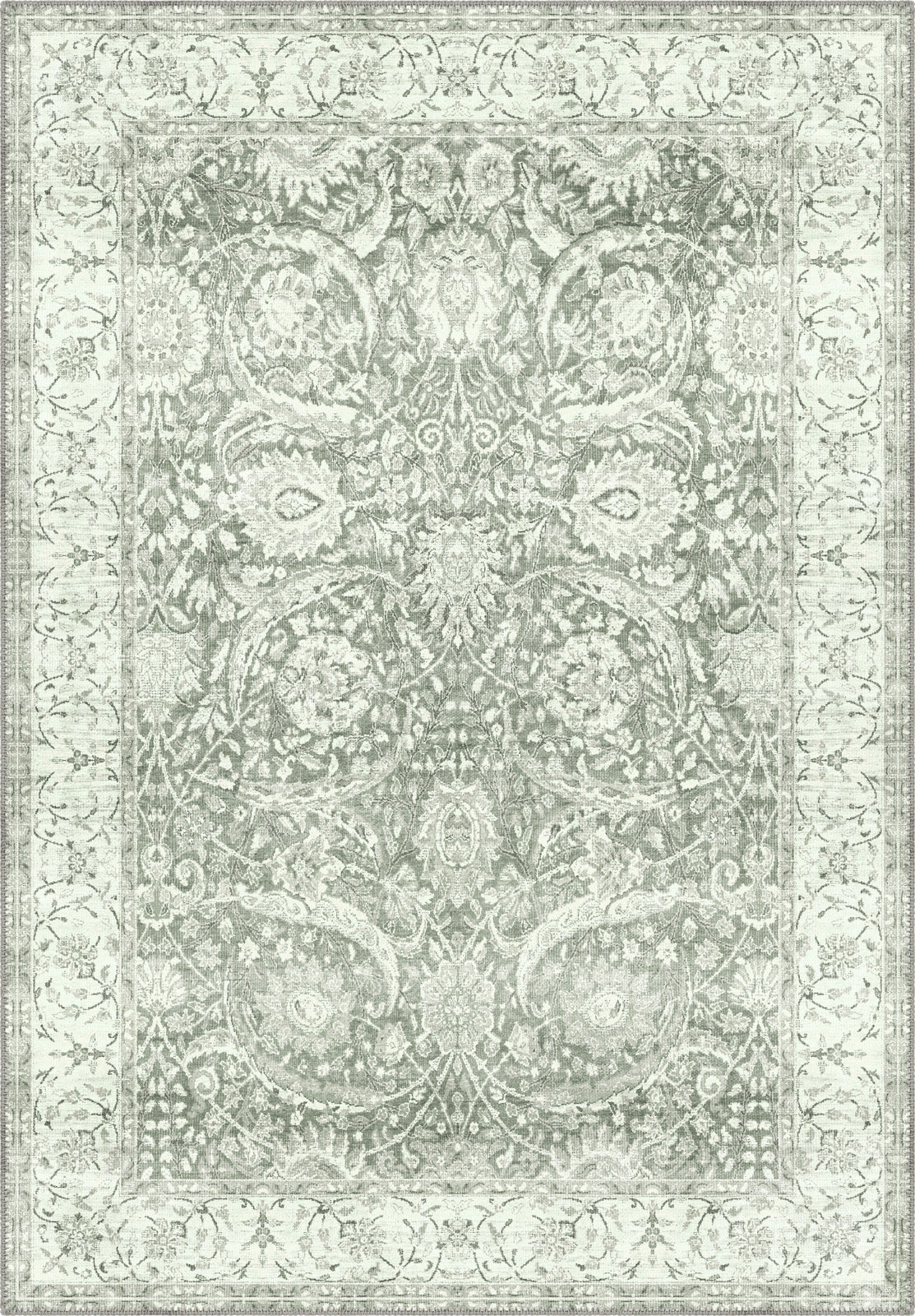 Leonie Washable Green Persian Rug