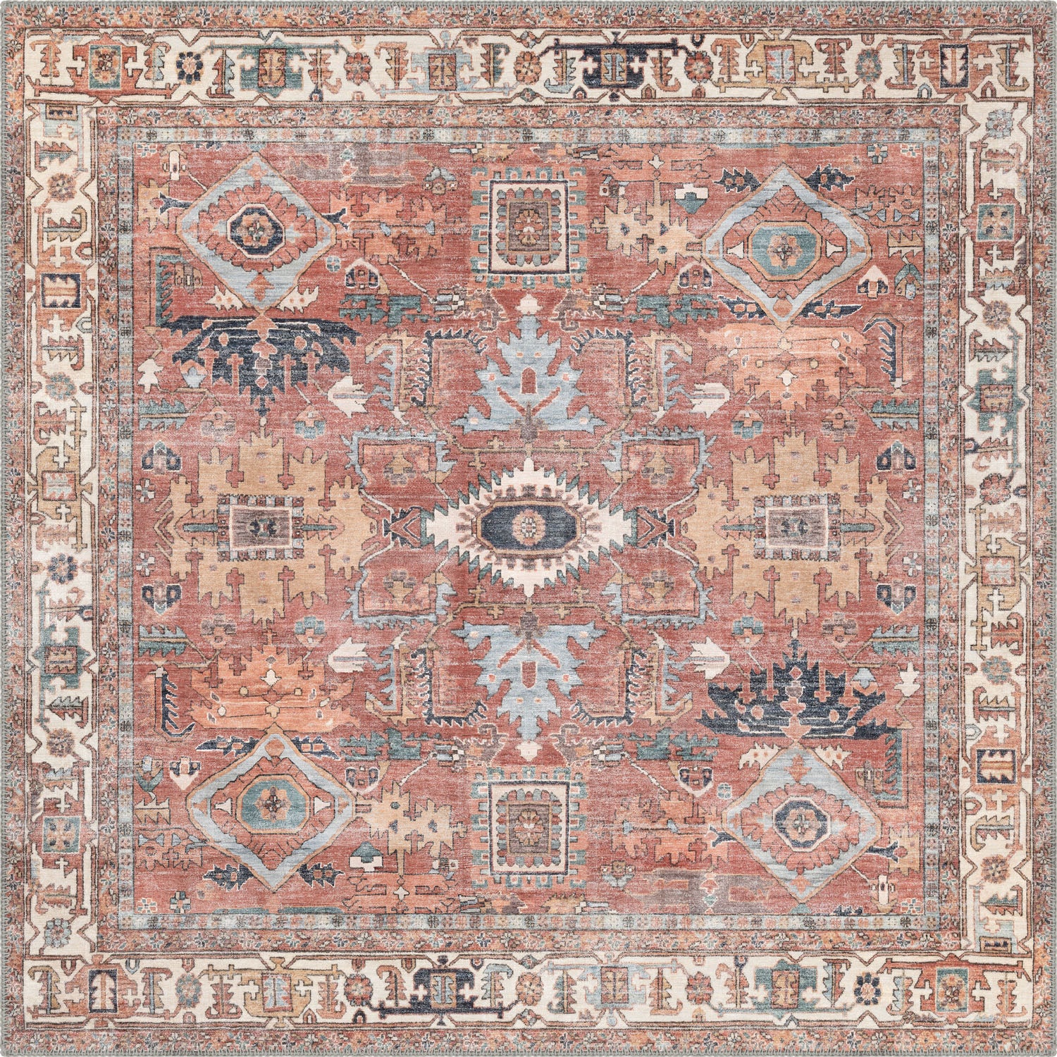 Fynlor Orange Washable Turkish Rug | Rugette