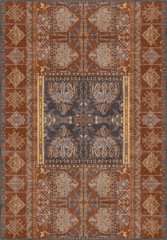 Andrew Orange Brown Vintage Rug