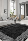 Ayden Black and White Bordered Rug