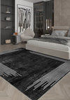 Ayden Black and White Bordered Rug