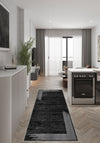 Ayden Black and White Bordered Rug