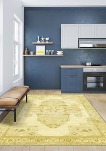 Adrian Yellow Oriental Washable Rug