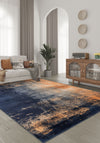 Gabriella Blue Orange Abstract Washable Rug