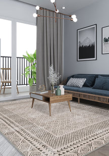 Calyra Bordered Beige Rug