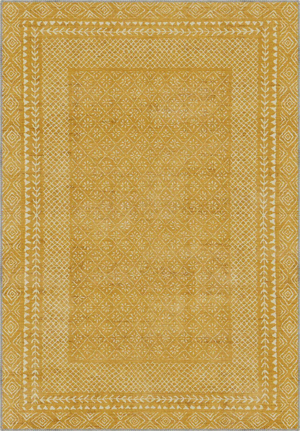 Calyra Modern Washable Rug | Rugette Yellow Rug