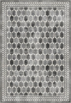 Elvara Bordered Grey Washable Rug