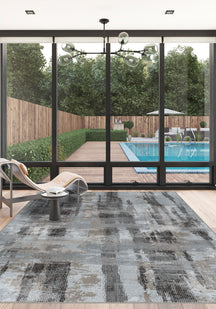 Brianna Grey Abstract Washable Rug