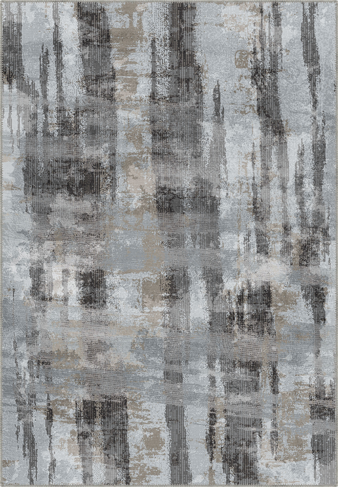 Grey Rug Print Brianna Grey Abstract Washable Rug | Rugette Grey Rug