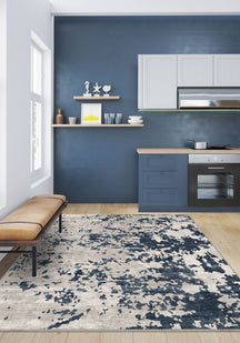 Grant Blue Abstract Washable Rug