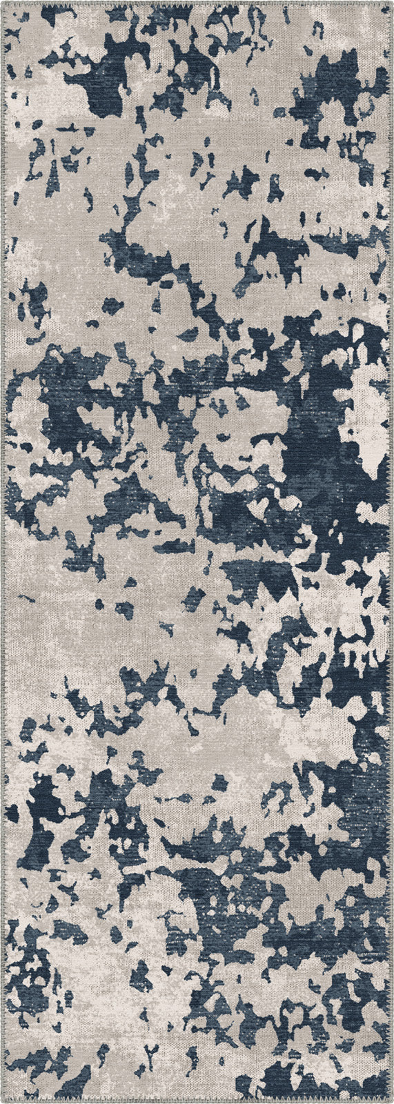 Grant Blue Abstract Washable Rug | Rugette Contemporary Rug