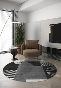 Peyton Geometric Black and White Rug