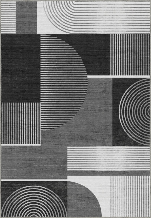 Peyton Geometric Black and White Rug