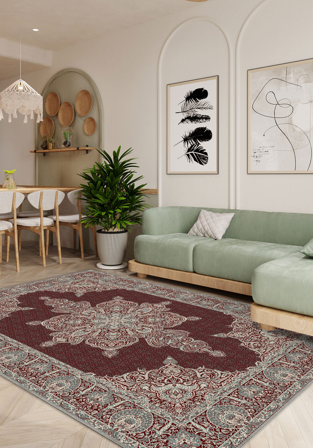 Farinda Burgundy Persian Rug