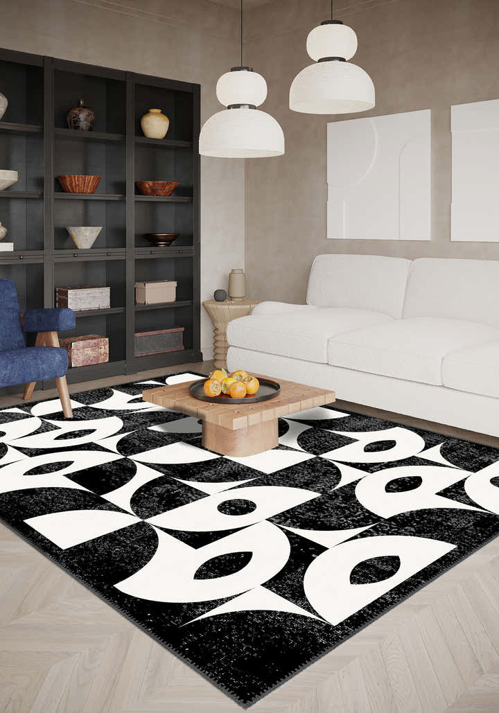 Ondara Black and White Geometric Rug