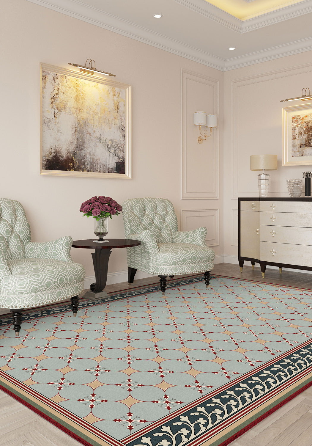 Eloise Vintage Trellis Tile Rug