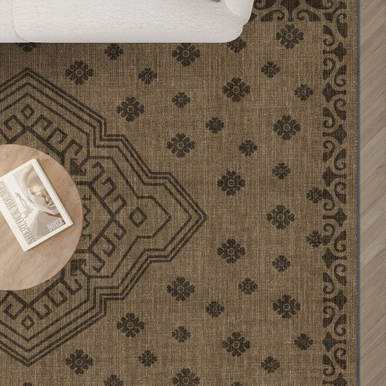 Hessian rug for living room.