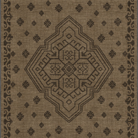 Brown hessian rug, rustic rug.