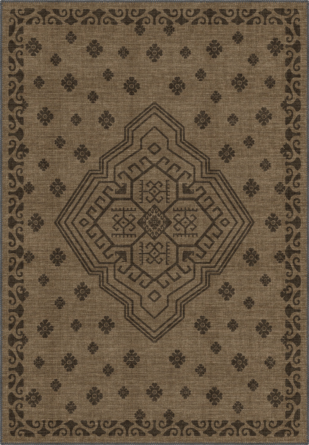 Brown hessian rug, rustic rug.