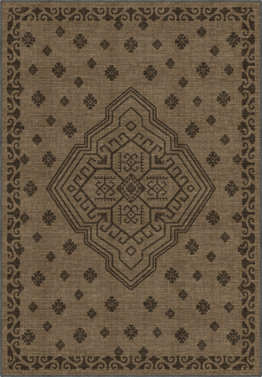 Brown hessian rug, rustic rug.