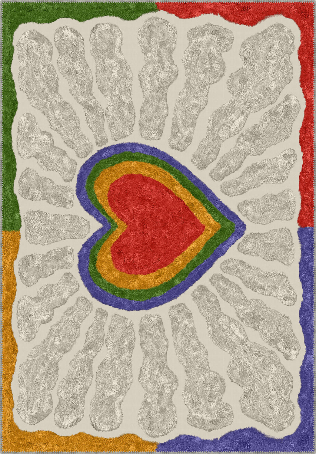 Miro Colourful Heart Rug | Rugette Kids Rug