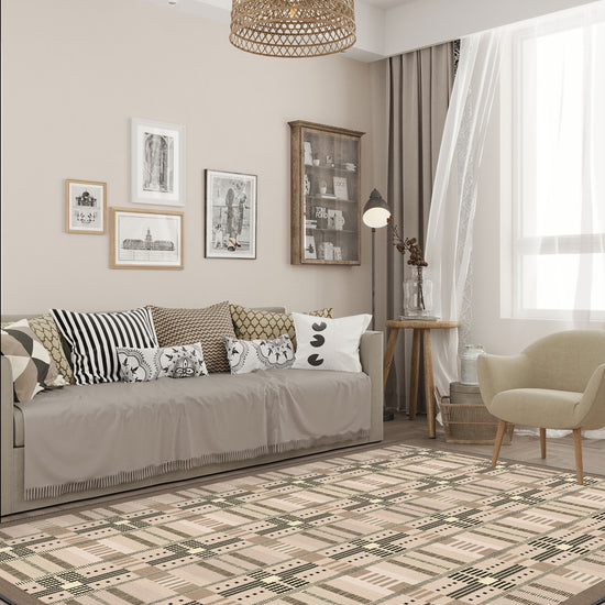 Tartan rug for a living room.