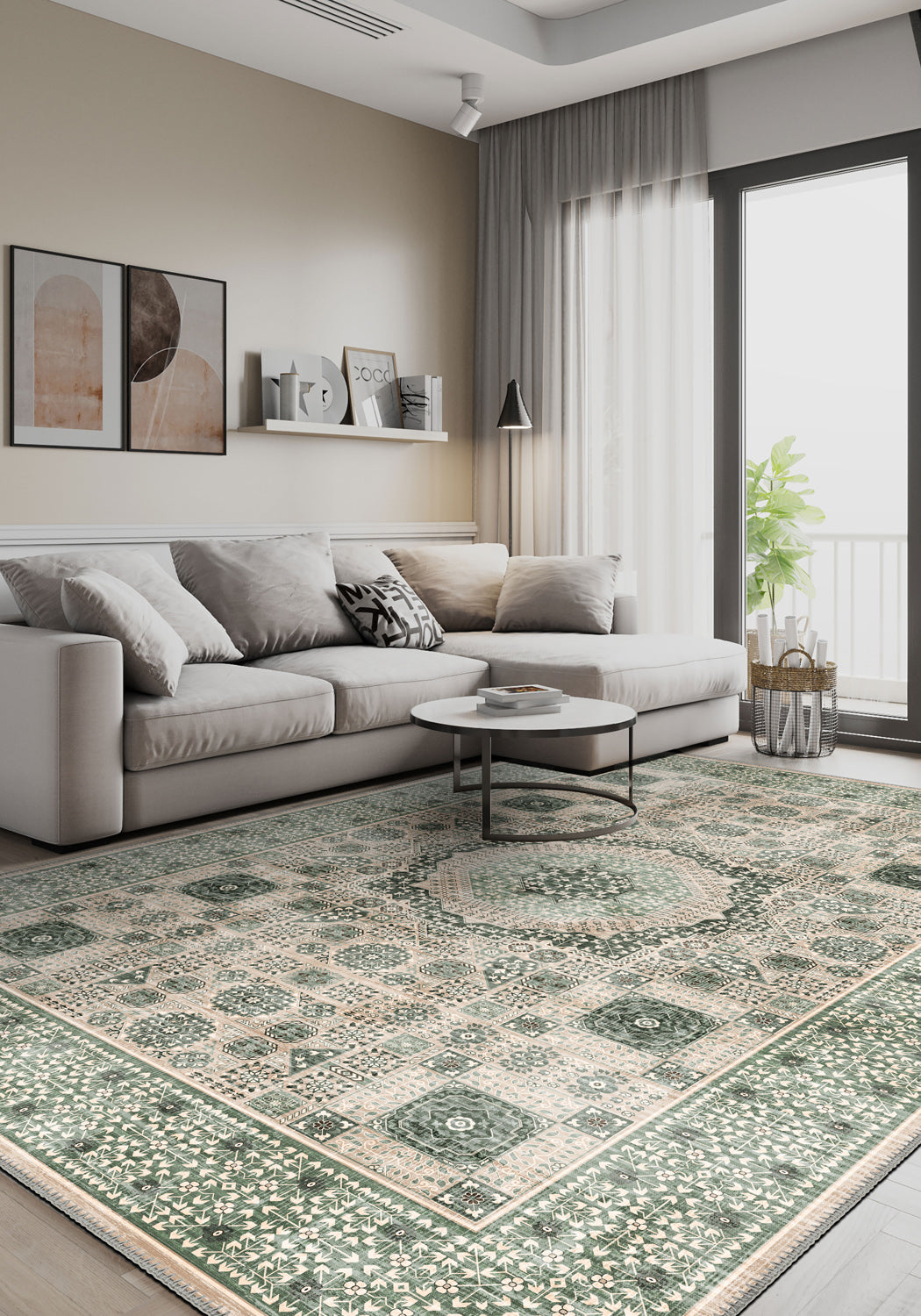 DEMING RUG 140*200 ラグ Yasmin Sage Green Persian Rug | Rugette Mamluk Rug