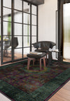 Teal and purple Mamluk rug for living room.