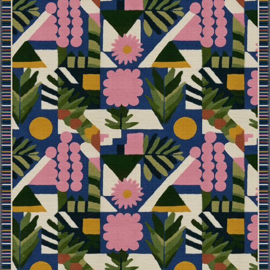 Colorful Bauhaus rug in midcentury style.