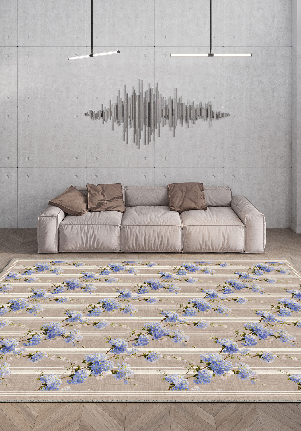 Lilac hydrangea rug for living room.