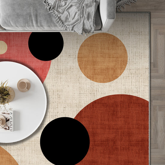 Geometric colorful rug for living room.