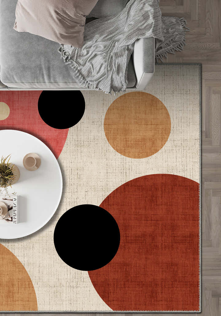 Geometric colorful rug for living room.
