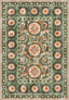 Green suzani rug with ethnic motifs.