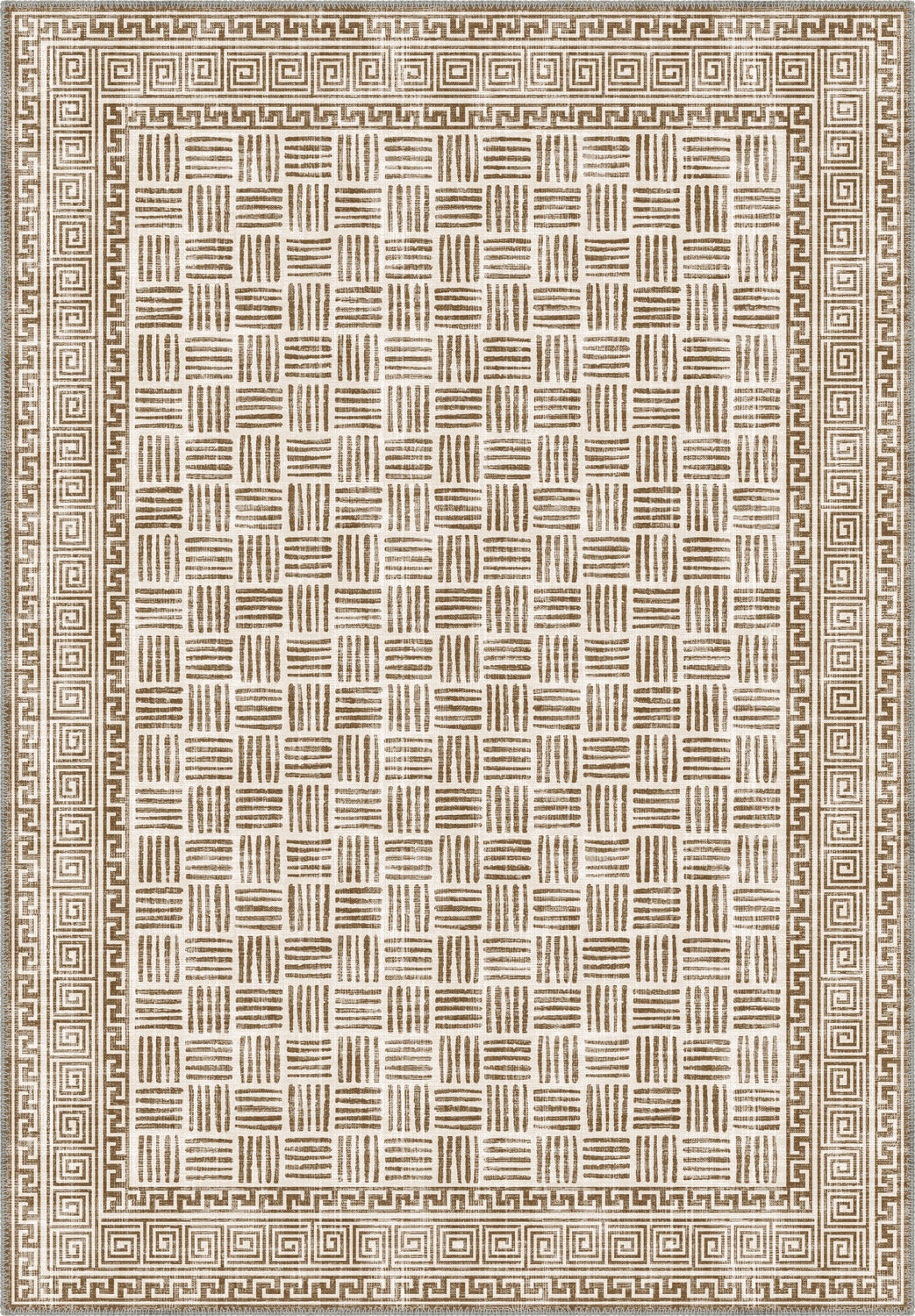 Geometric rug in sand, beige and brown tones