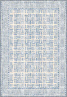 Geometric light blue rug for living room.