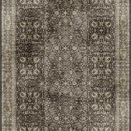Brown persian rug with herati style motifs.