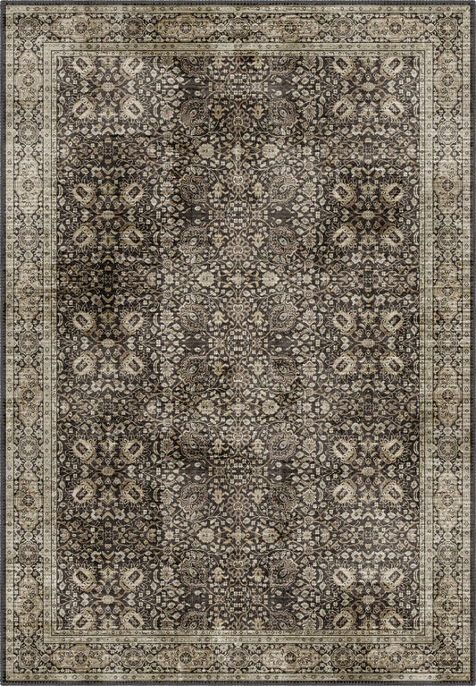 Brown persian rug with herati style motifs.