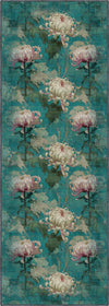 Chryselle Teal Chrysanthemum Rug