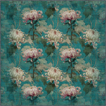 Chryselle Teal Chrysanthemum Rug