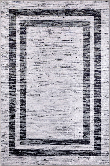 Vincent Bordered Black and White Rug