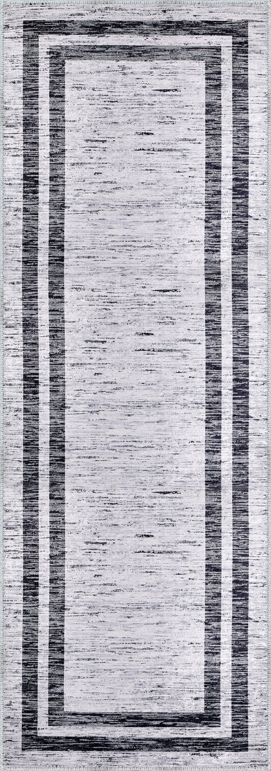 Vincent Bordered Black and White Rug