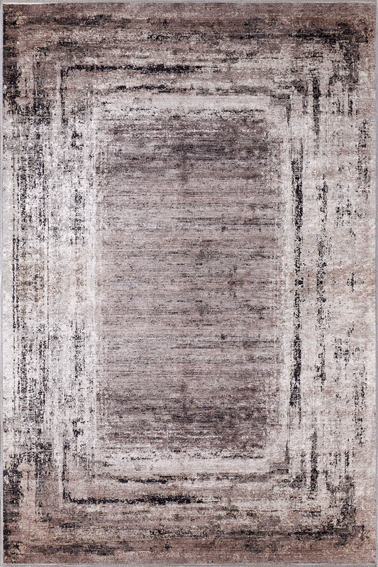 Olivia Brown Bordered Washable Rug