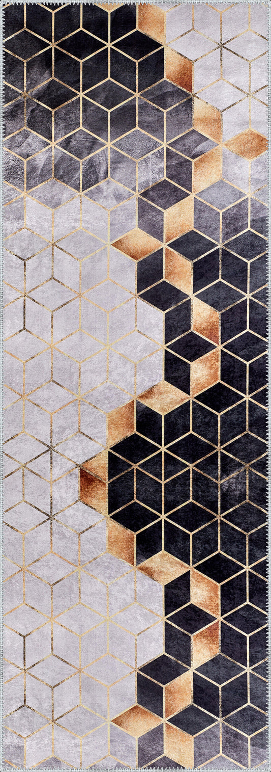 Peyton Grey Gold Geometric Rug