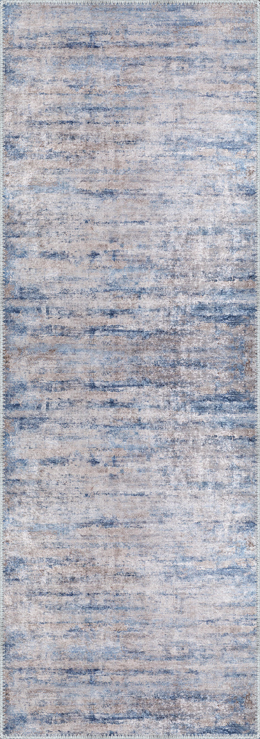 Gabriella Blue Abstract Washable Rug